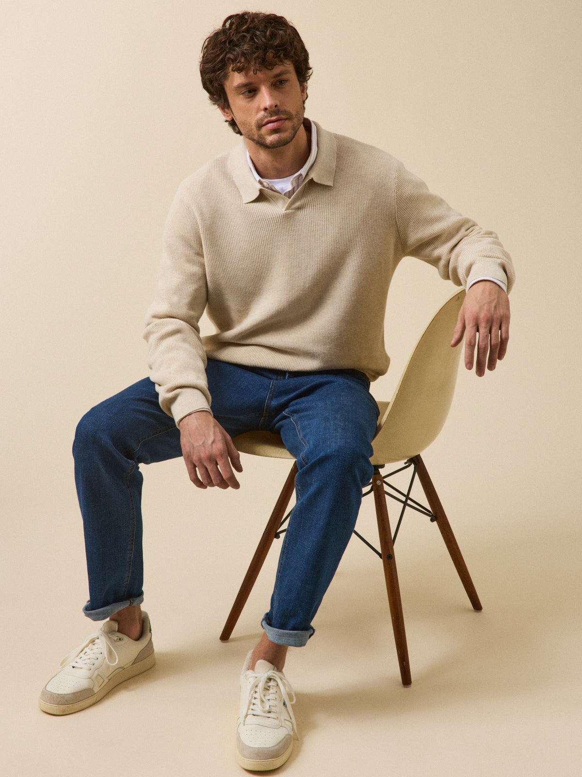Pull col polo homme coton biologique