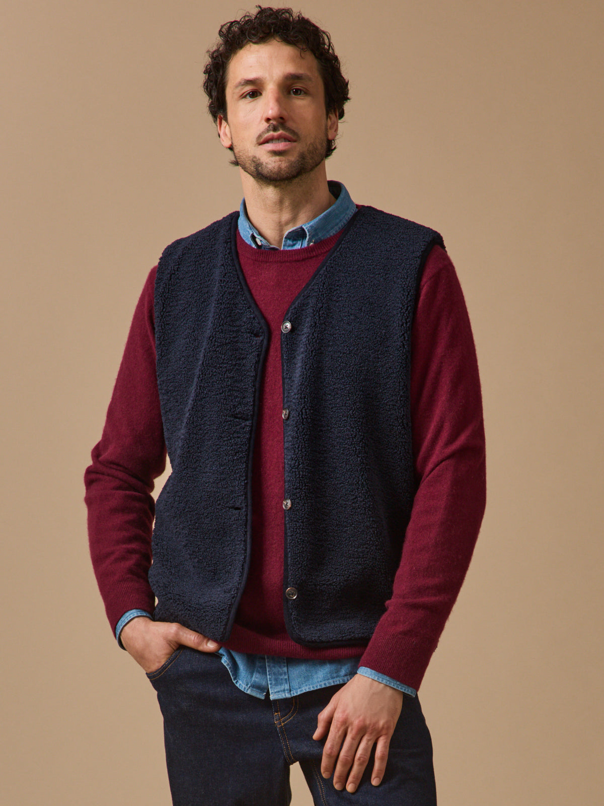 Veste sans manches en sherpa homme