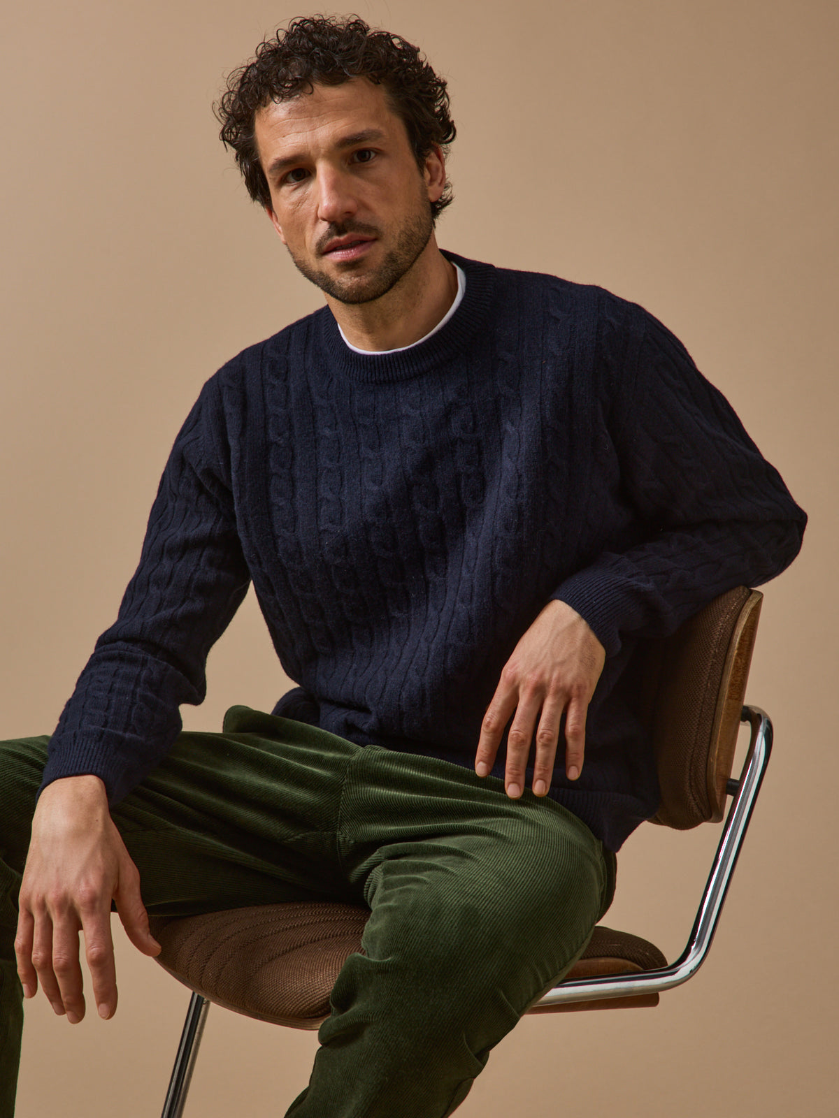 Pull torsades homme en laine