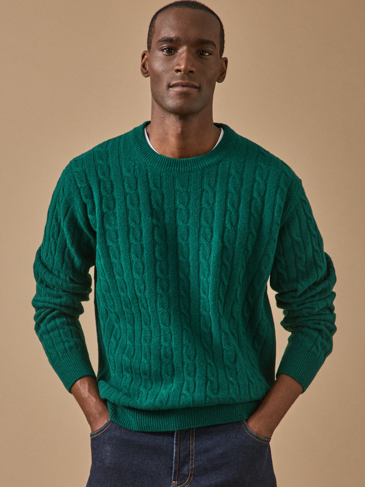 Pull torsades homme en laine