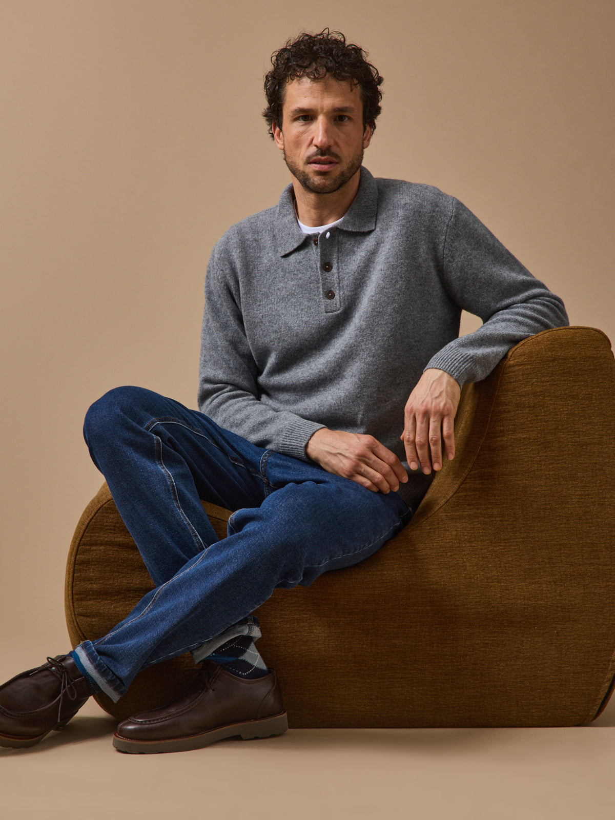 Pull col polo homme