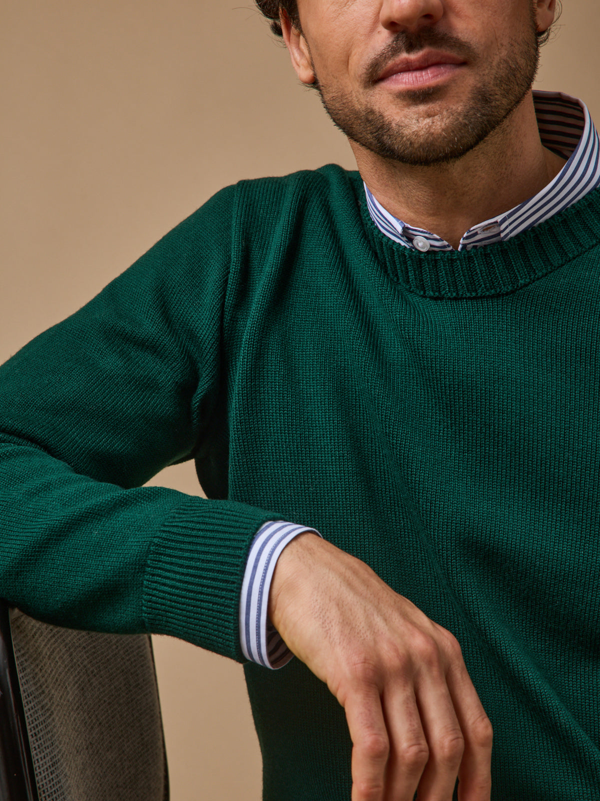 Pull laine mérinos Homme : Cyrillus X les 3 Tricoteurs