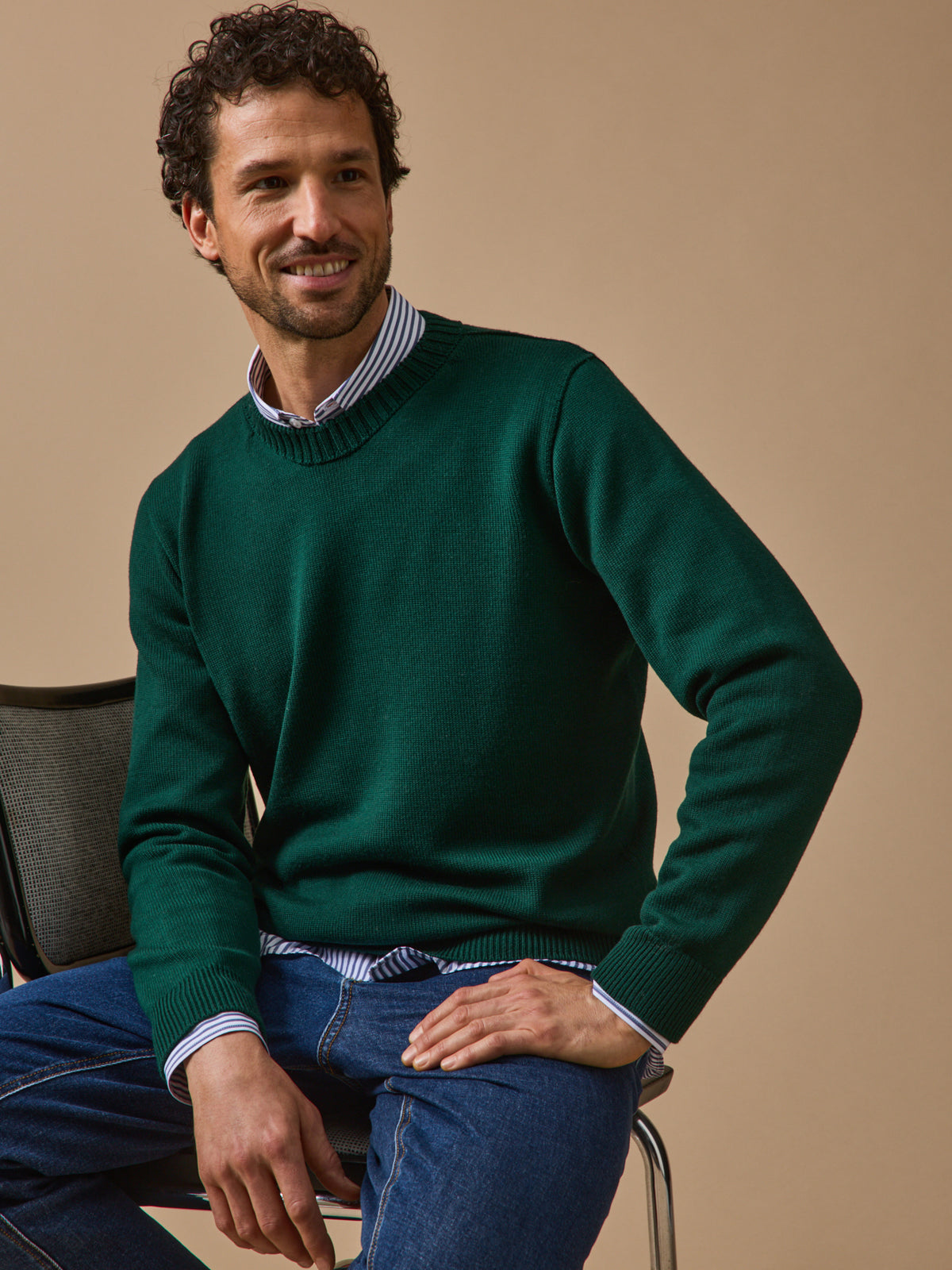 Pull laine mérinos Homme : Cyrillus X les 3 Tricoteurs