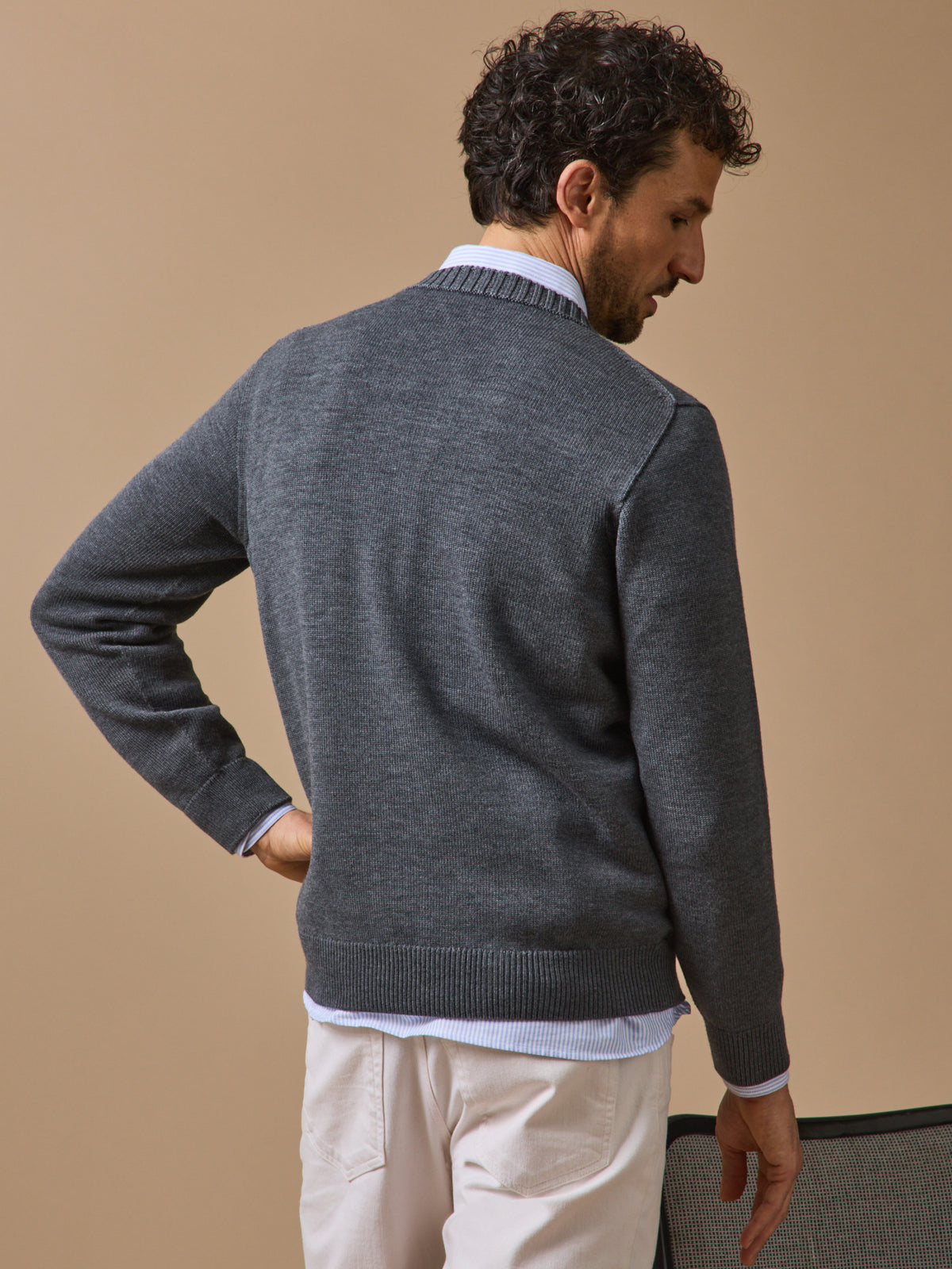 Pull laine mérinos Homme : Cyrillus X les 3 Tricoteurs