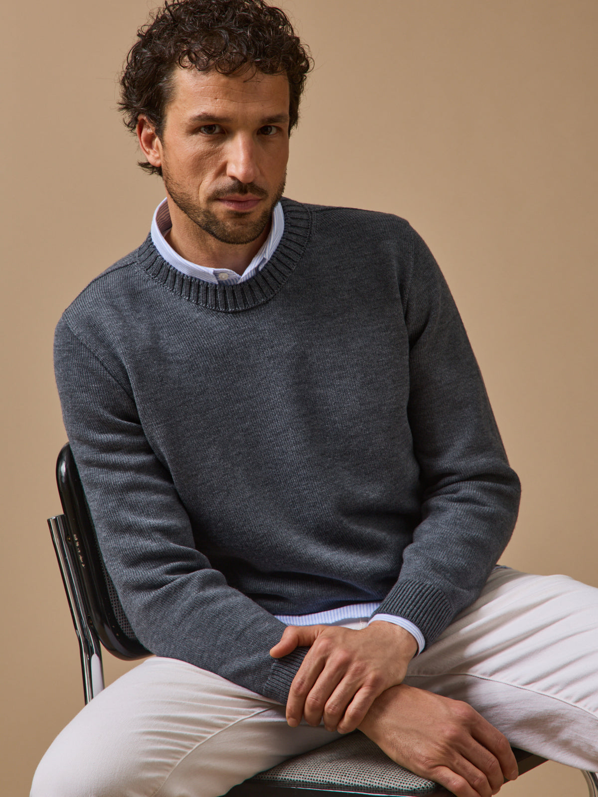 Pull laine mérinos Homme : Cyrillus X les 3 Tricoteurs
