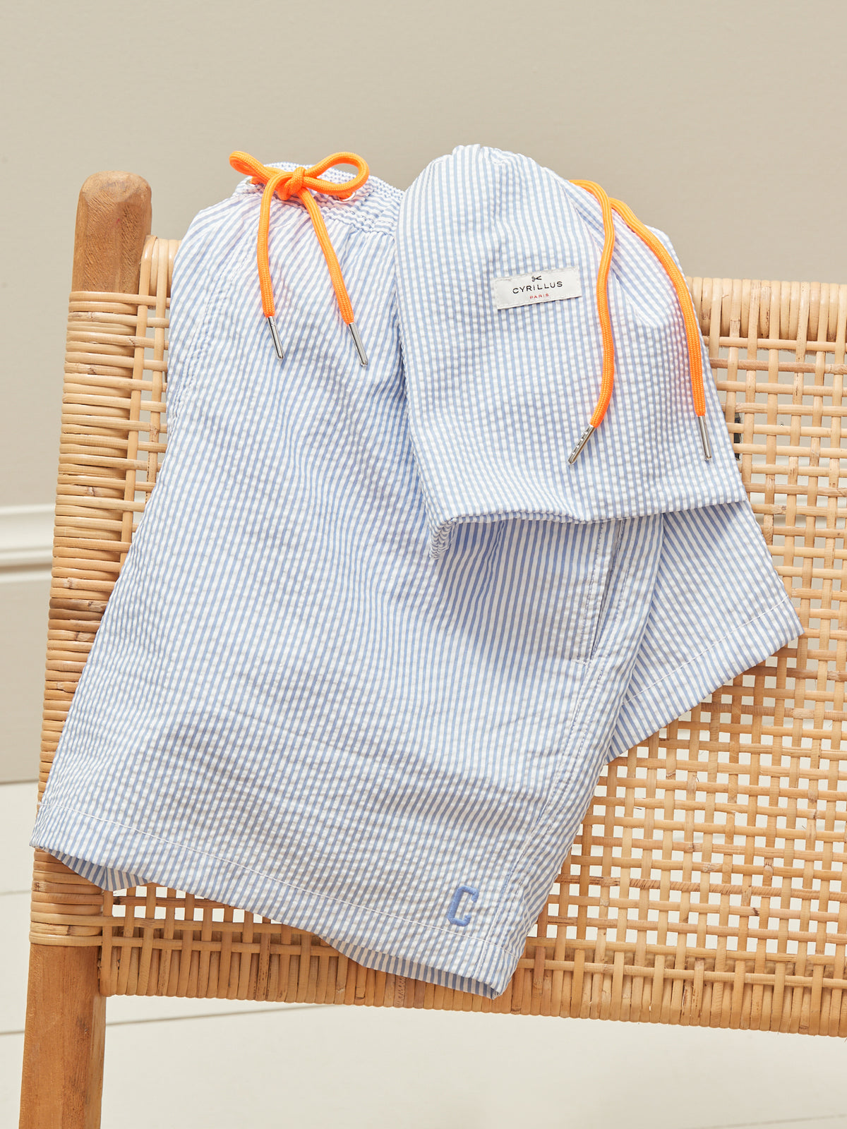 Men's striped seersucker swim shorts