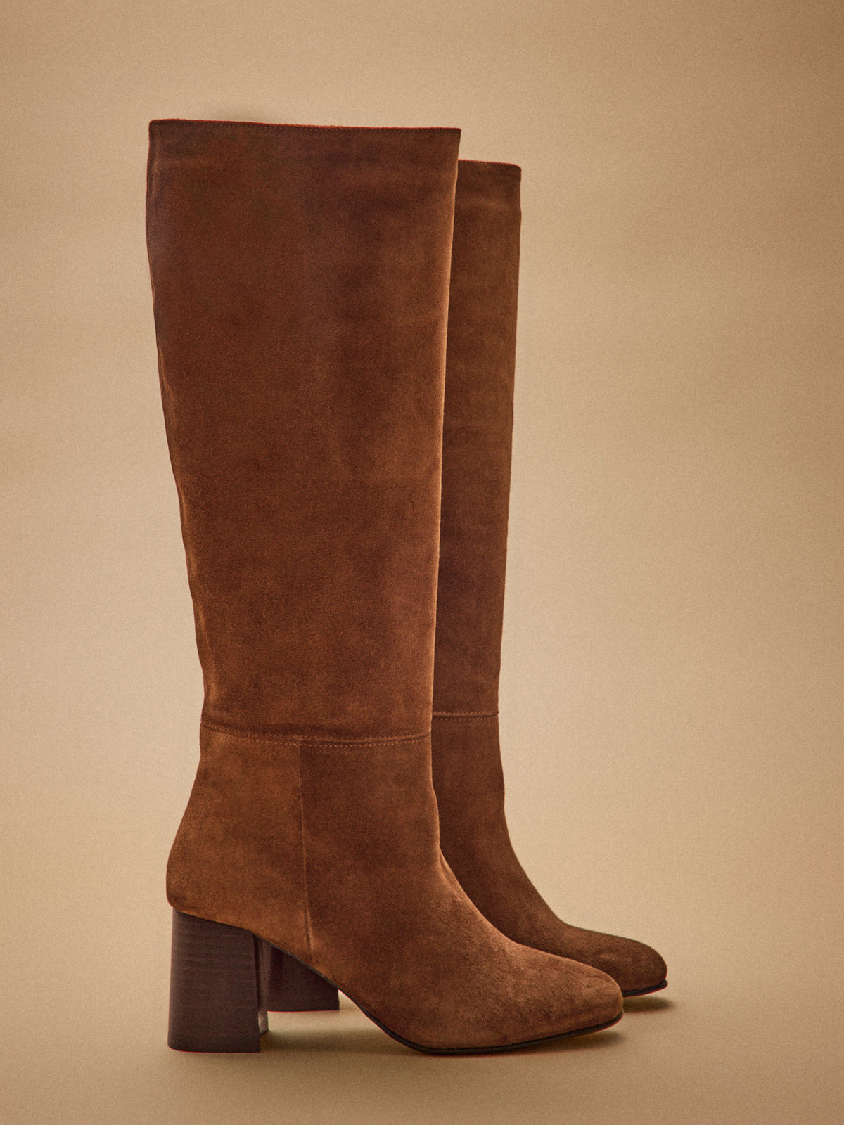 Women's suedey leather heeled boots