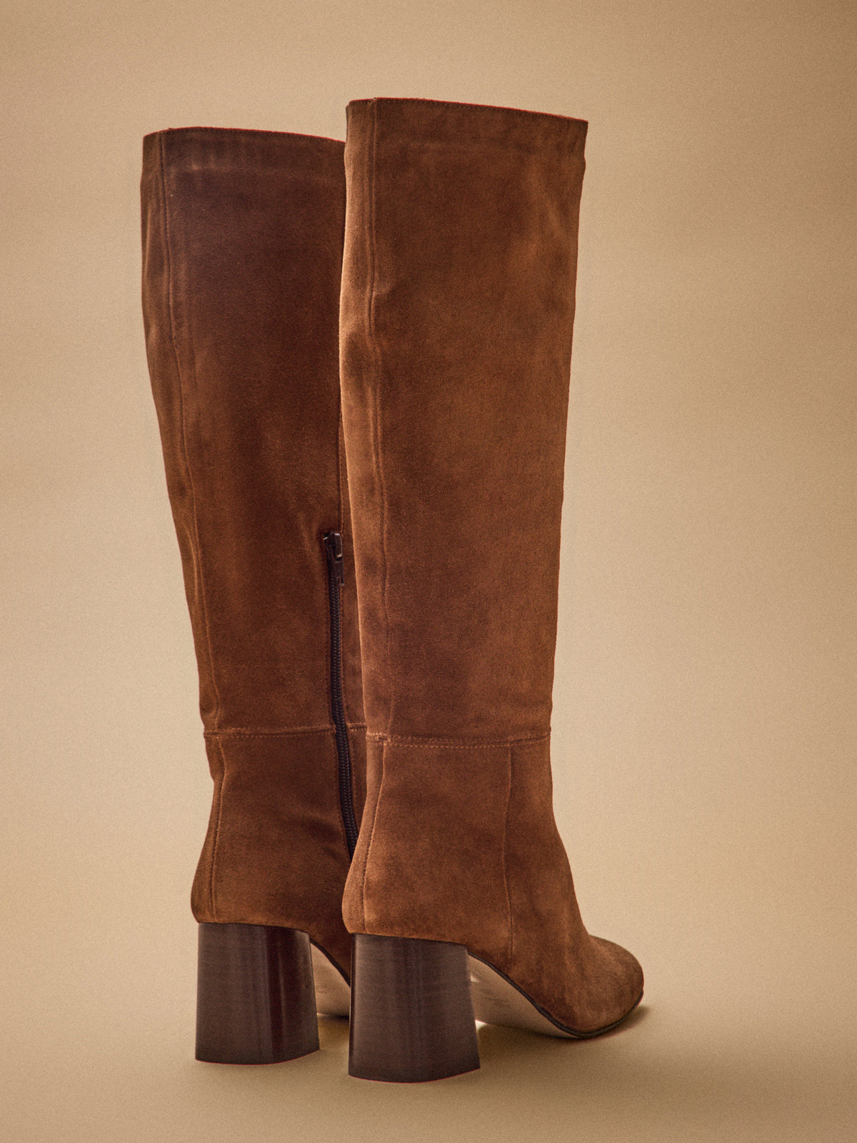 Women's suedey leather heeled boots