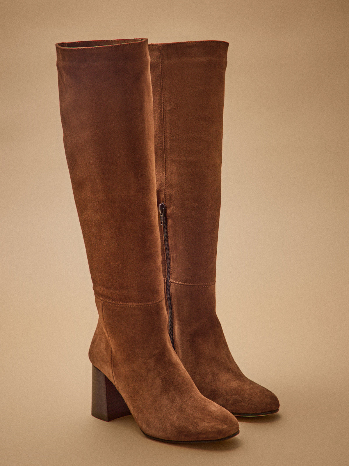 Women's suedey leather heeled boots