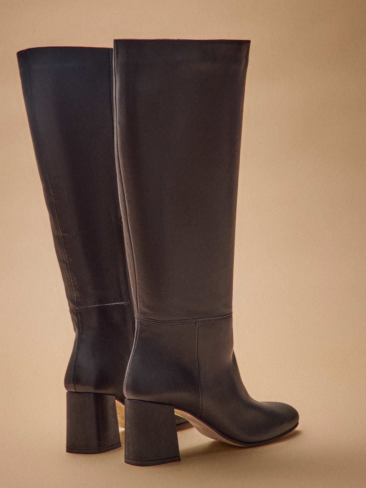 Bottes à talon cuir lisse femme