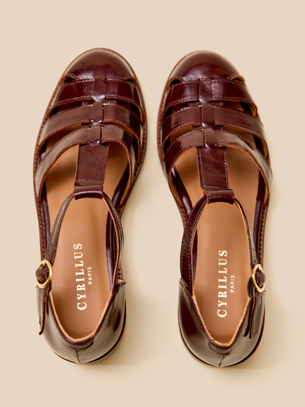 Women's leather fisherman sandals with heel