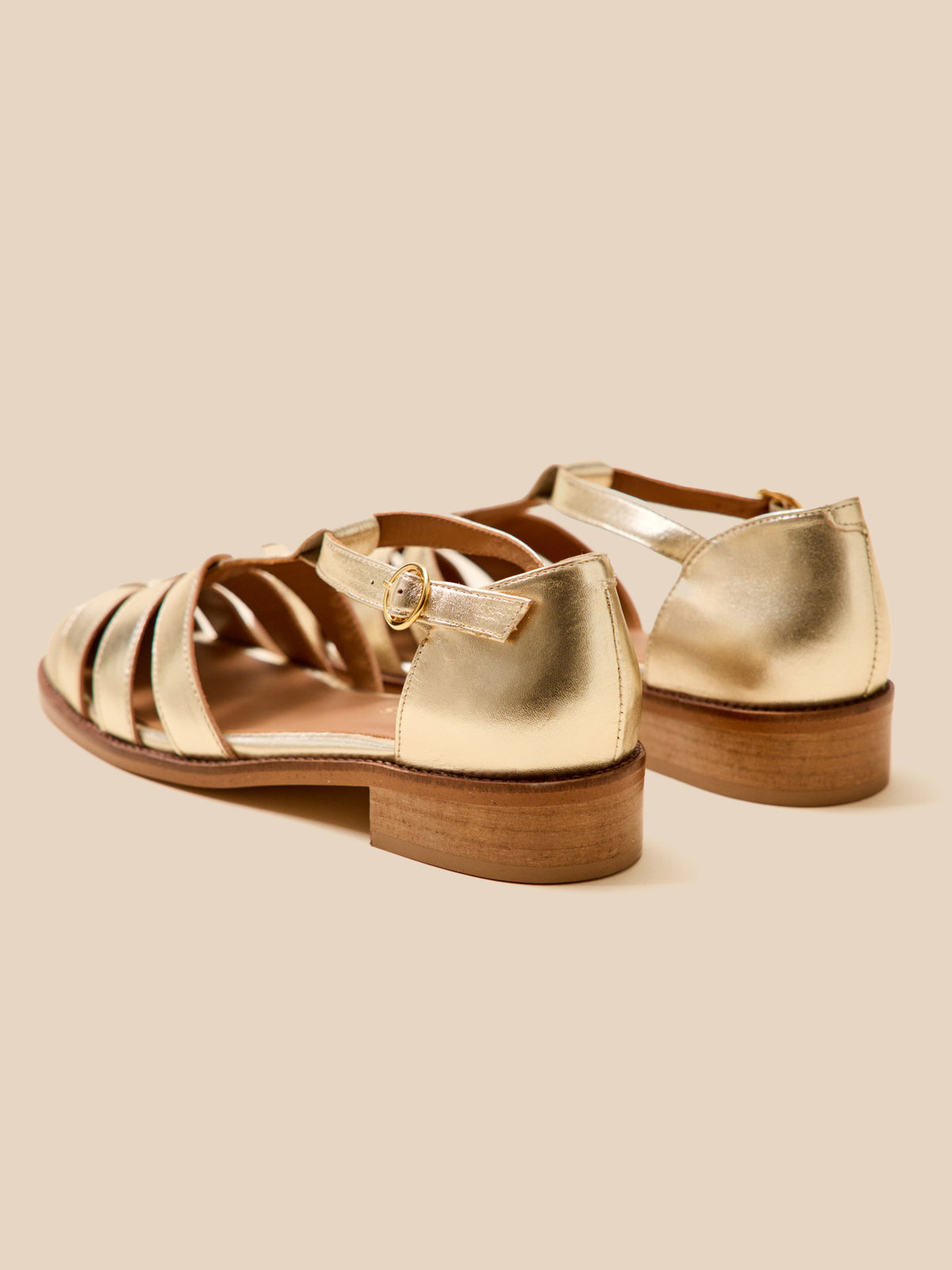 Sandales à talon style pêcheur cuir femme