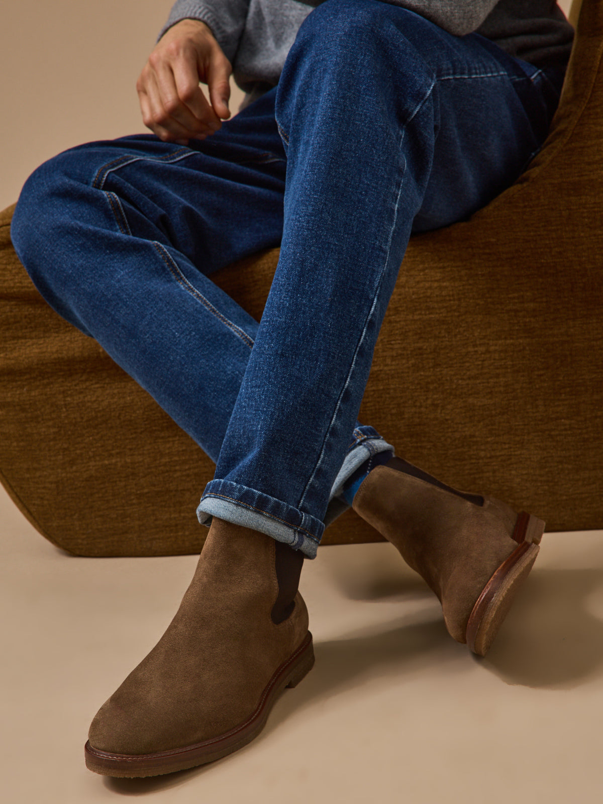 Boots chelsea cuir velouté homme