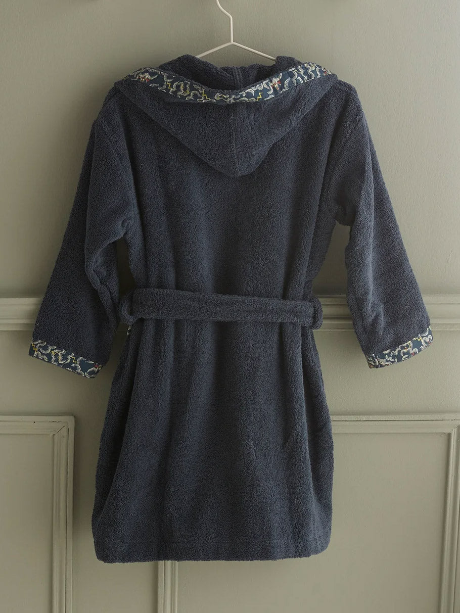 Child's terry cloth bathrobe and trim made with Liberty Fabric