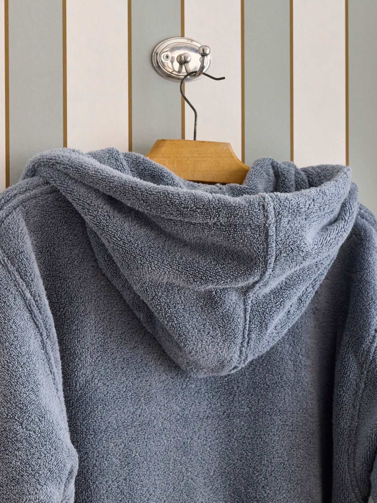 Terry cloth bathrobe with hood
