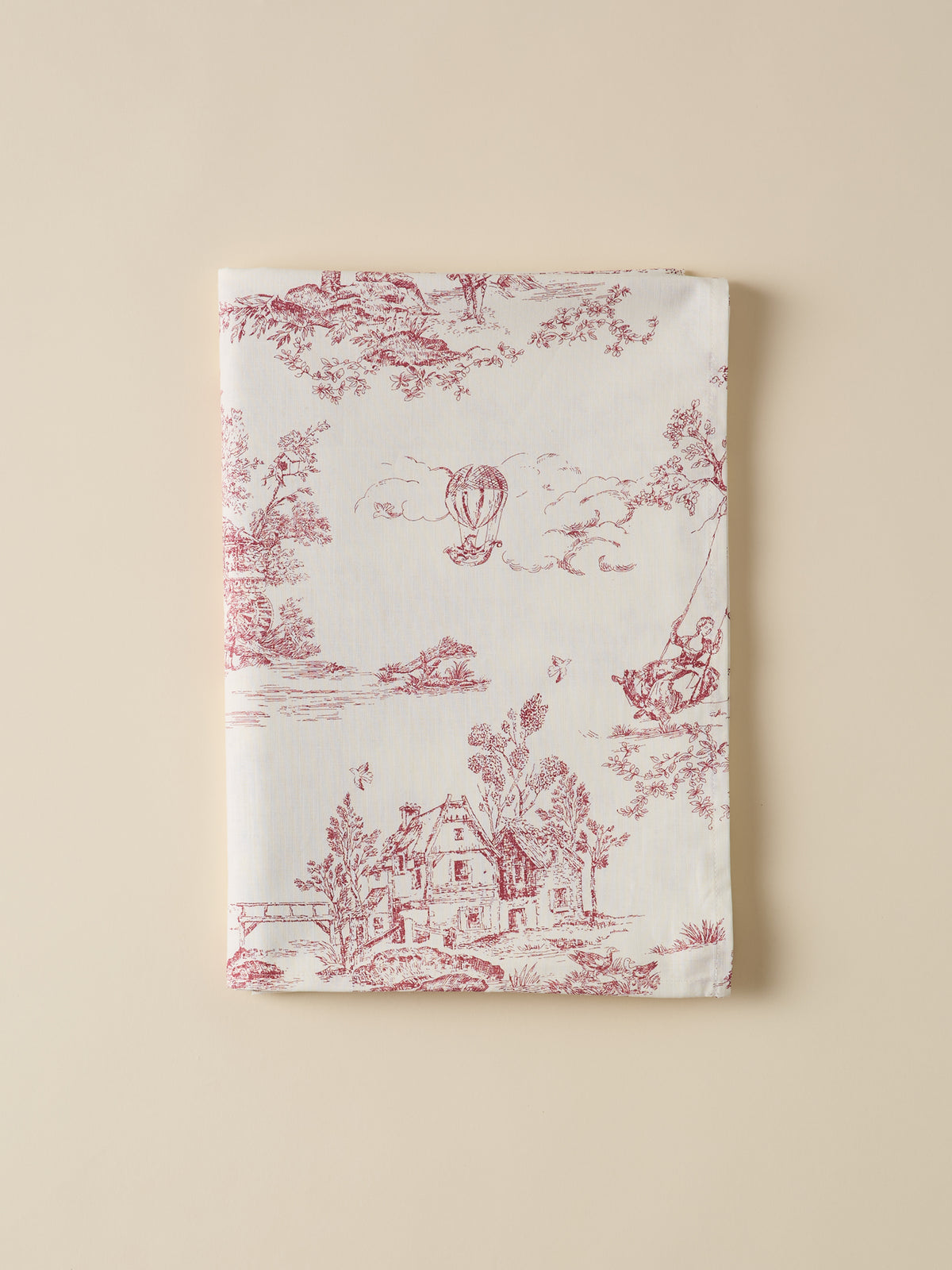 Jouy-inspired woven cotton tablecloth
