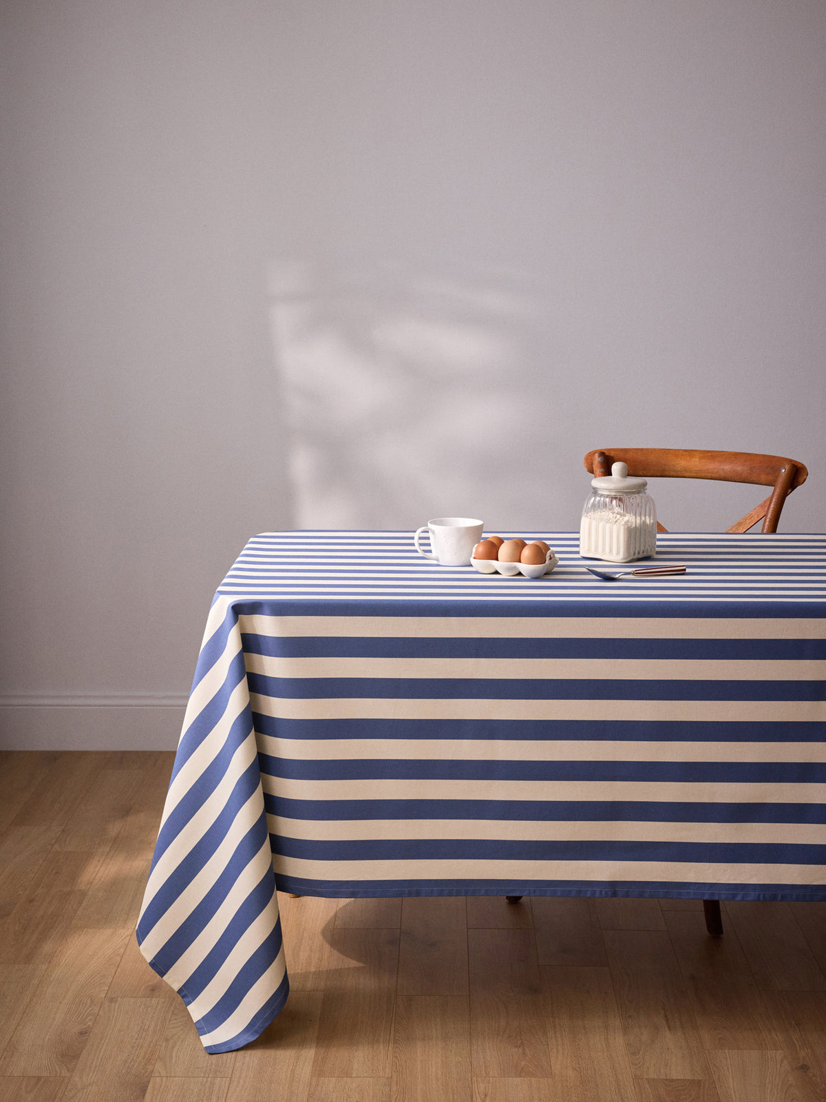 Striped coated cotton tablecloth