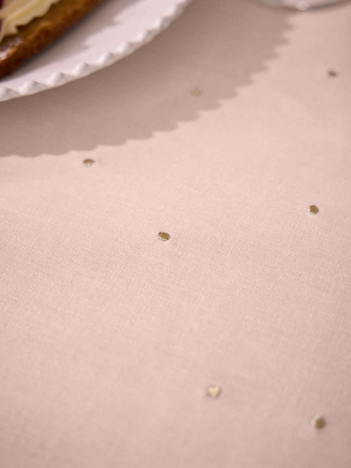 Nappe en coton aspect lin pois dorés