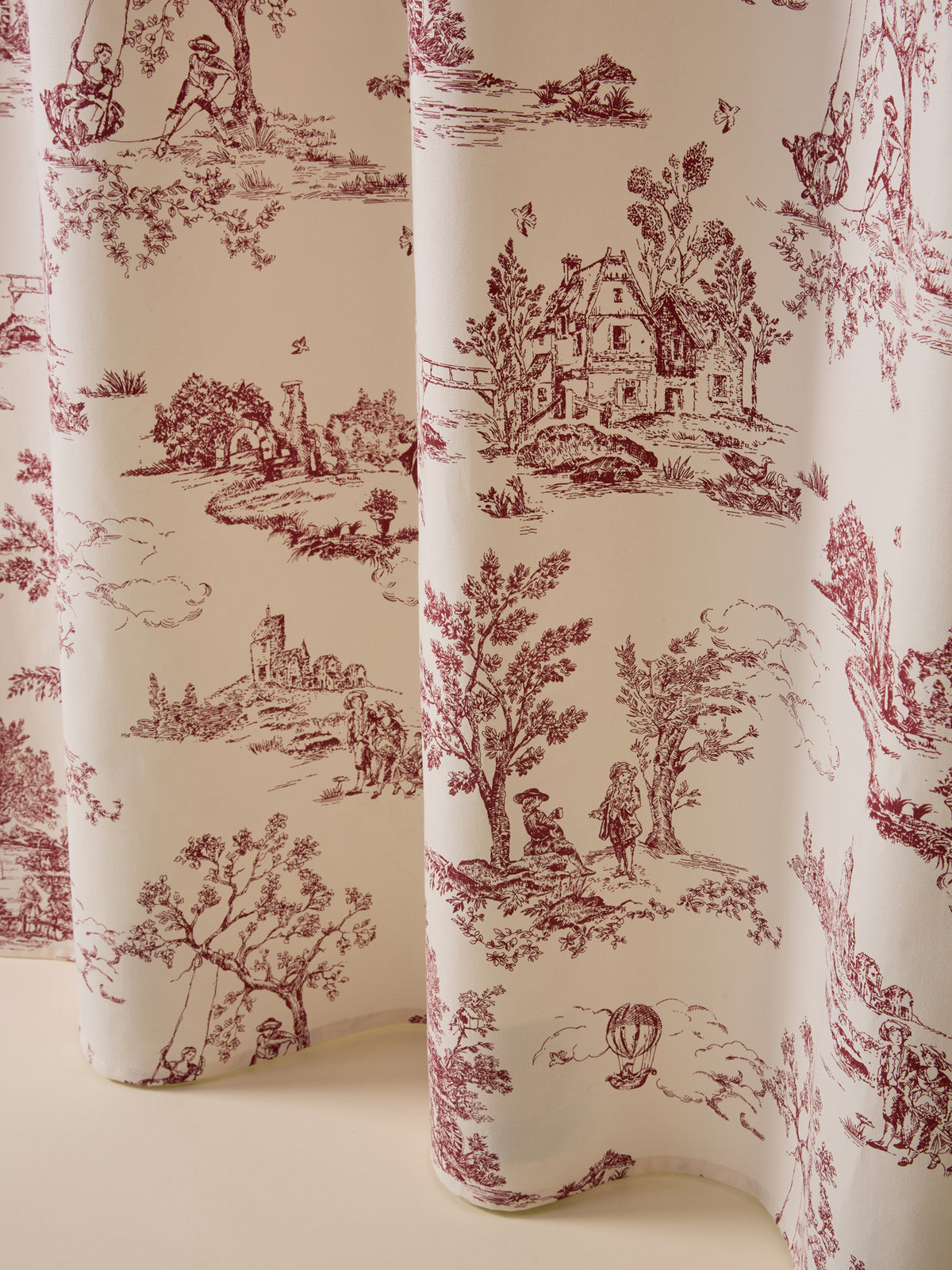 Toile de Jouy inspired curtains with grommets