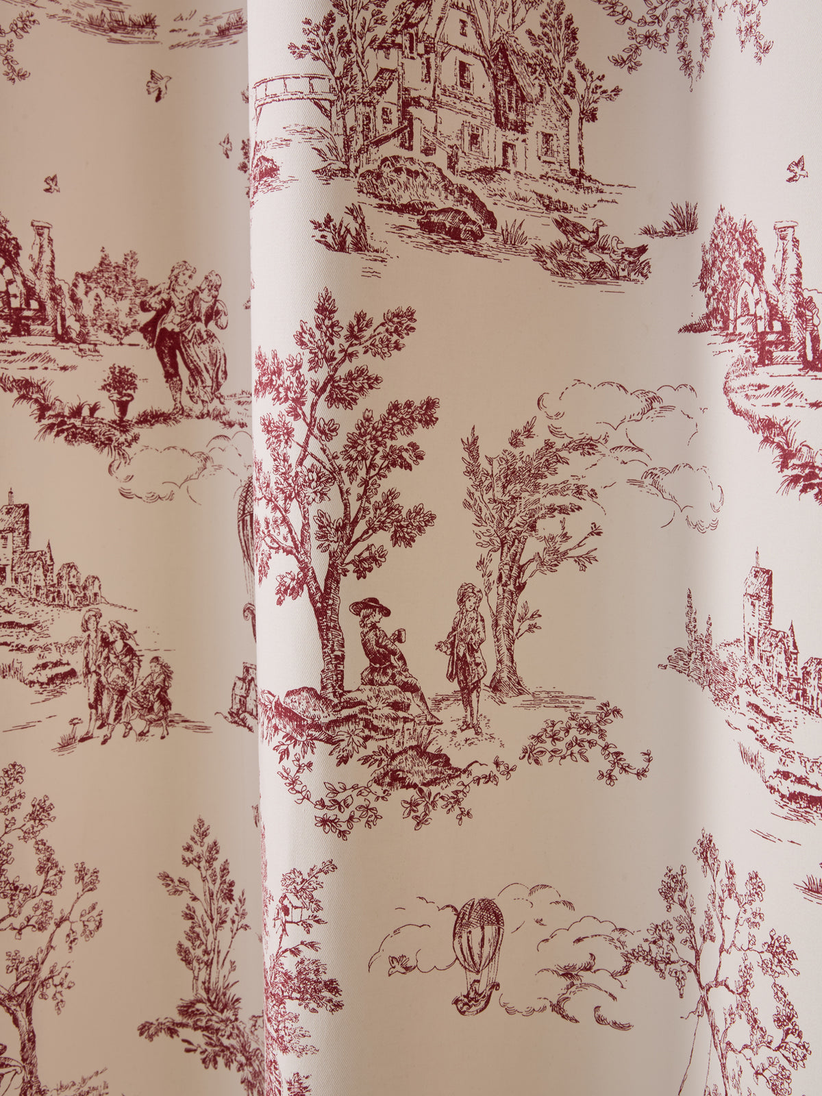 Toile de Jouy inspired curtains with grommets