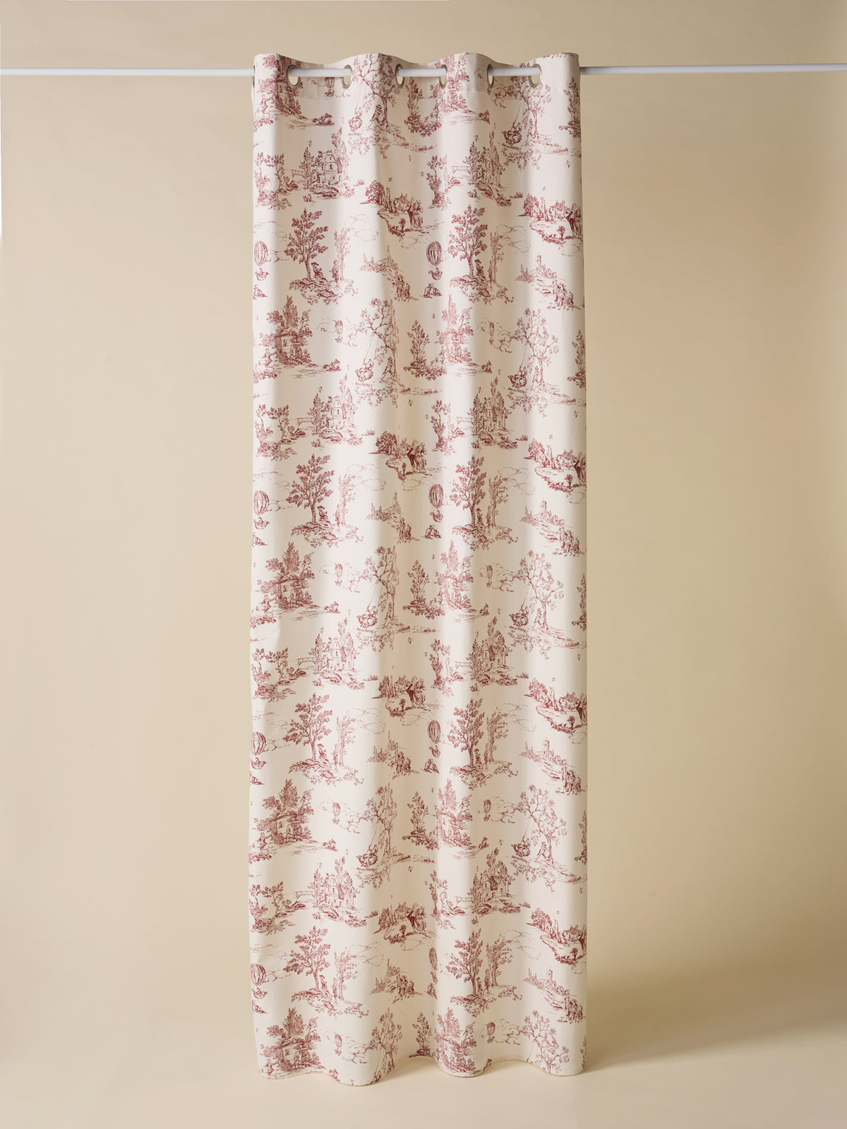 Toile de Jouy inspired curtains with grommets