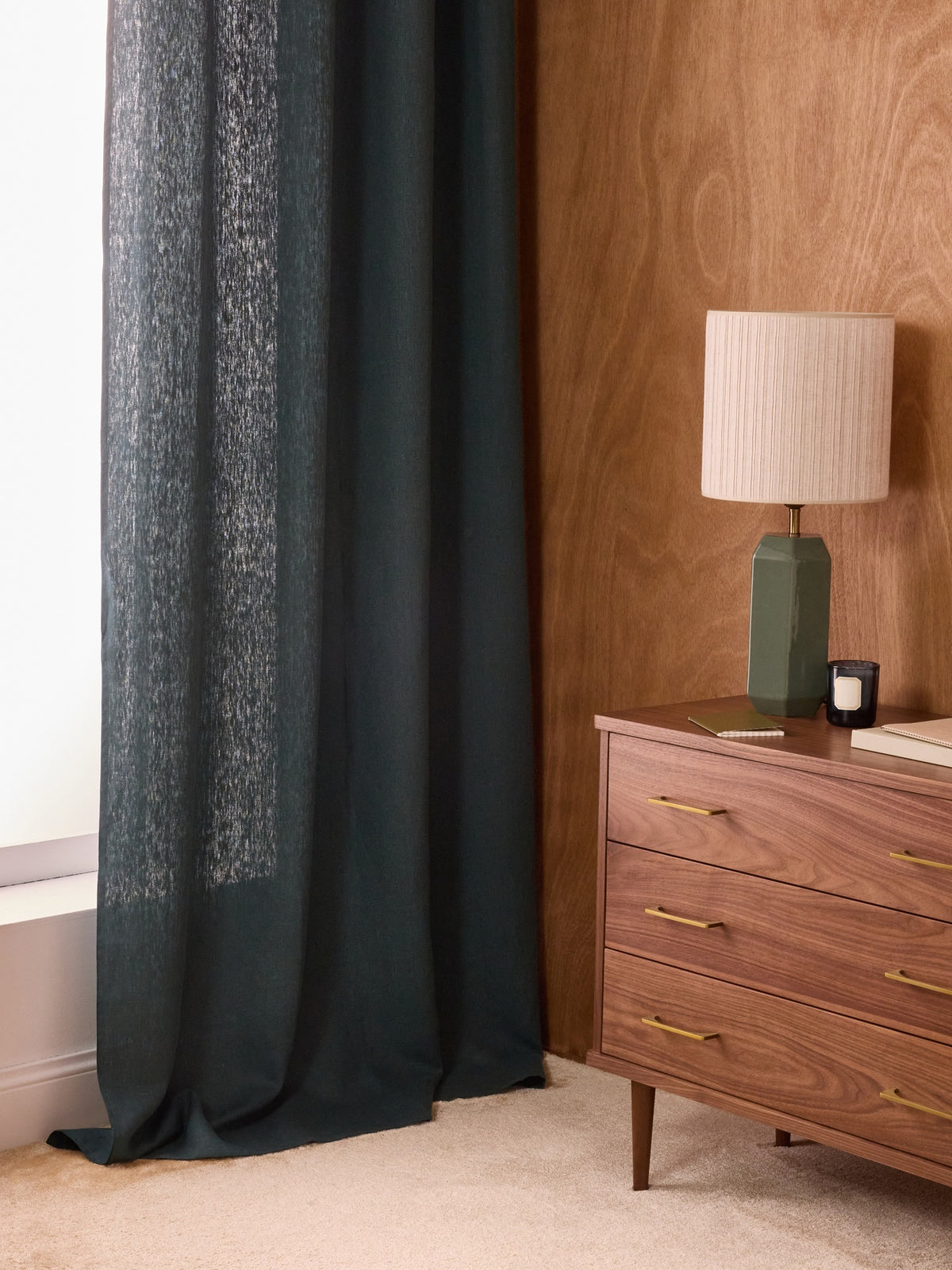 Linen curtain with grommets
