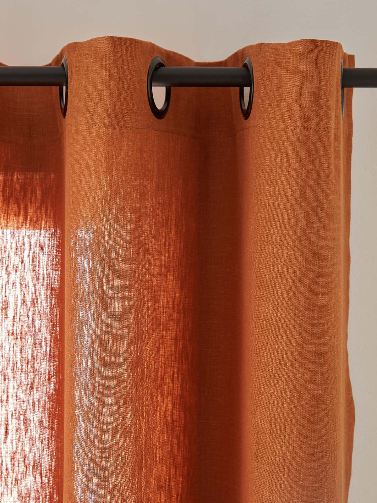 Linen curtain with grommets