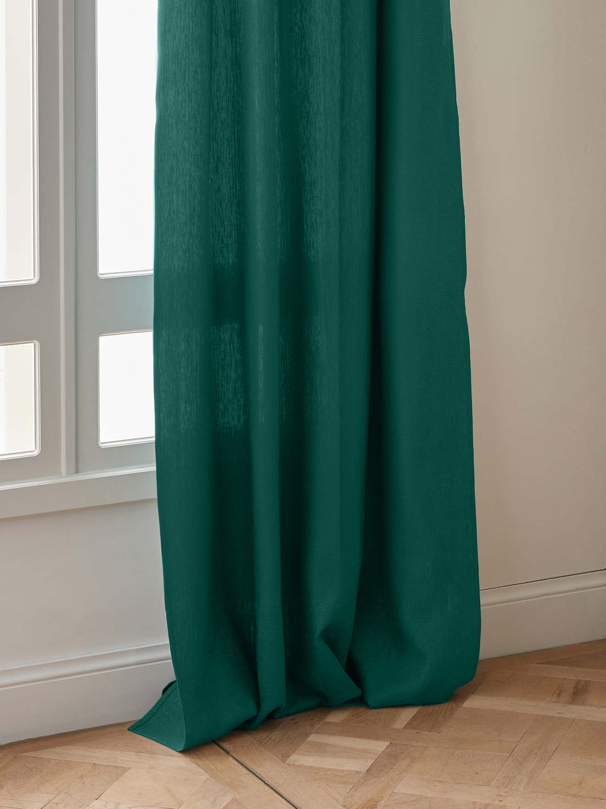 Ruched linen curtain