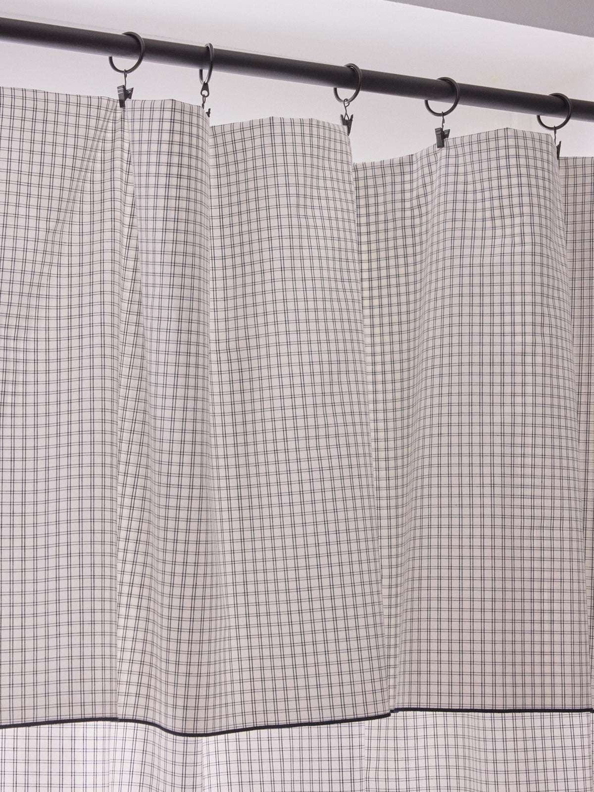 End-on-end cotton voile panel curtain with small checks