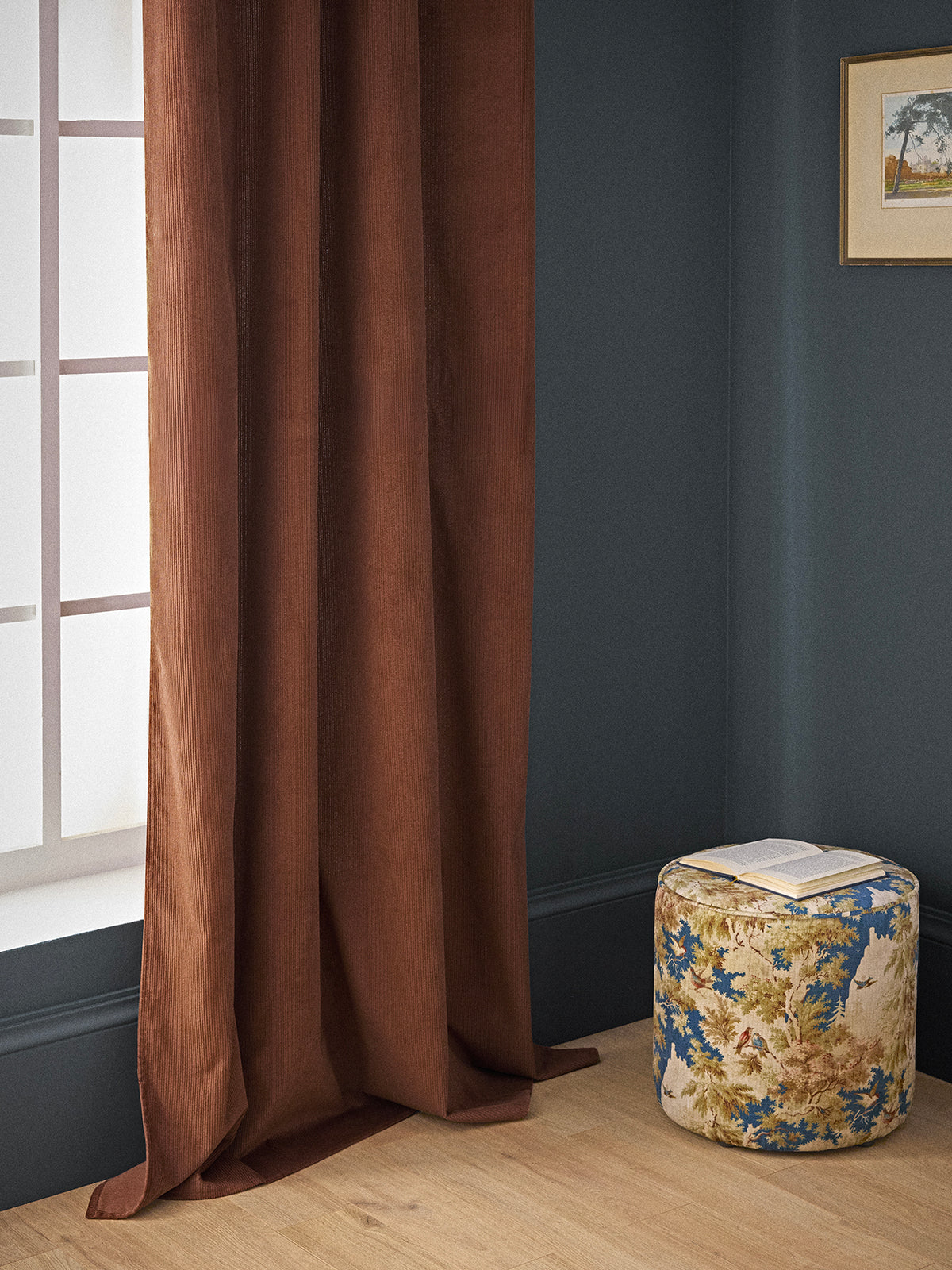 Corduroy curtain with eyelets