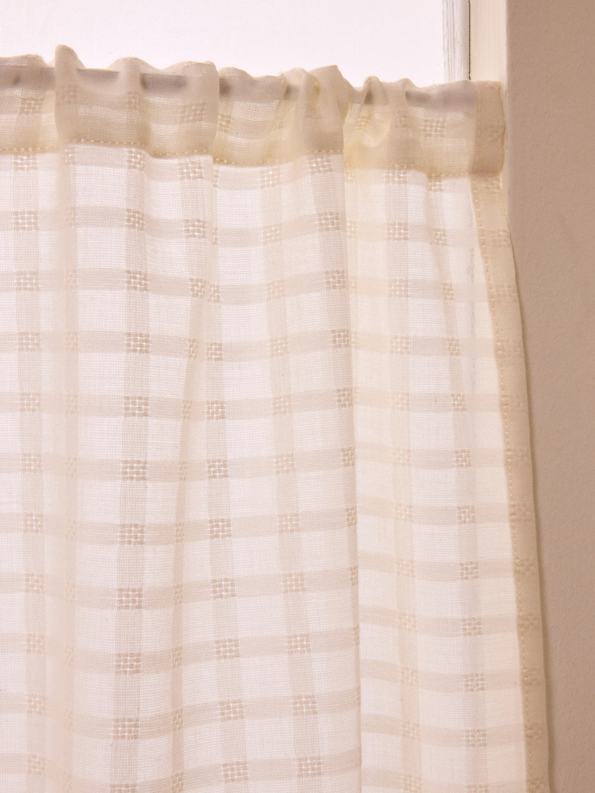 Tone-on-tone check voile café curtains