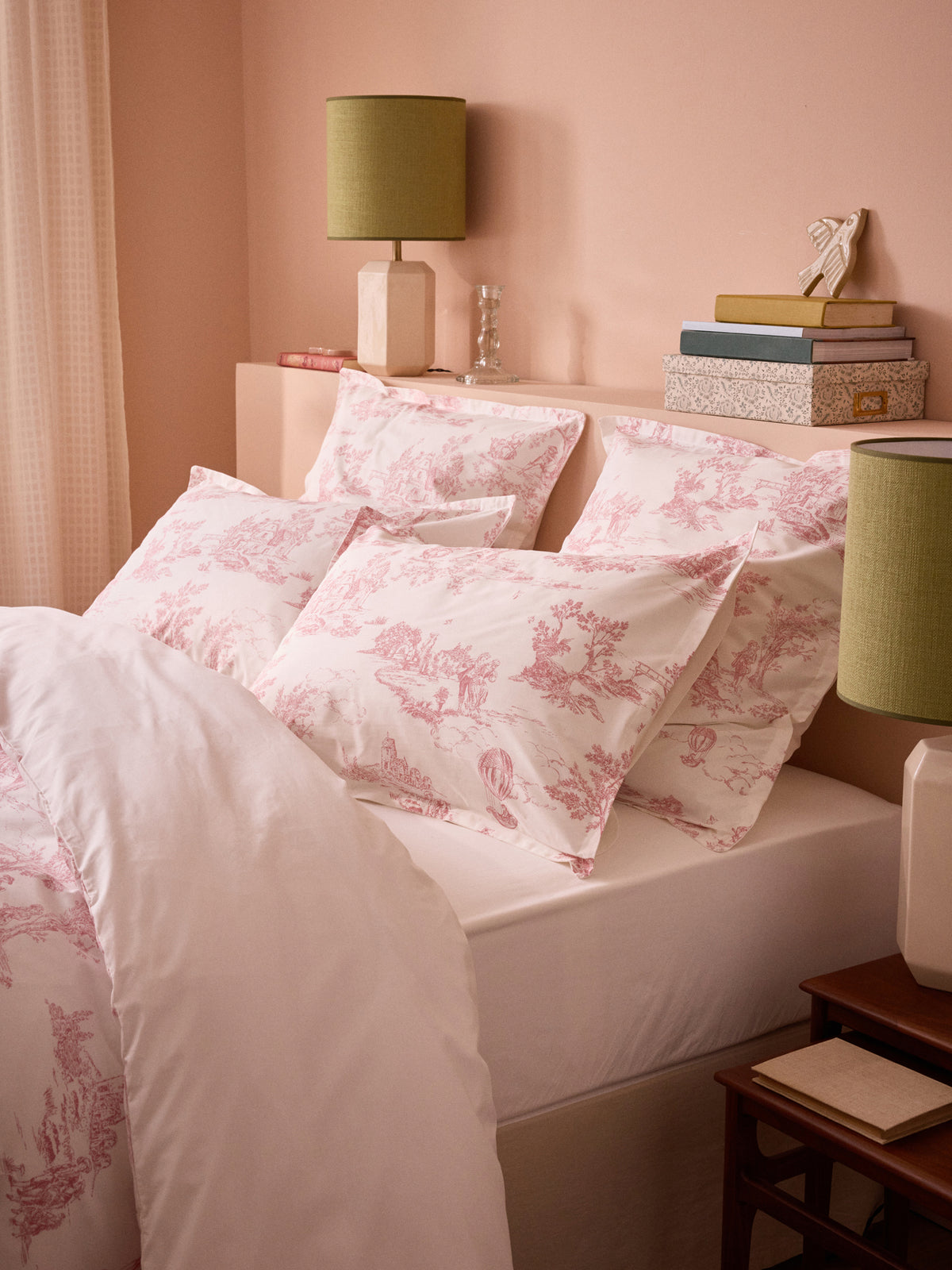 Taie d'oreiller percale de coton "Esprit Toile de Jouy"