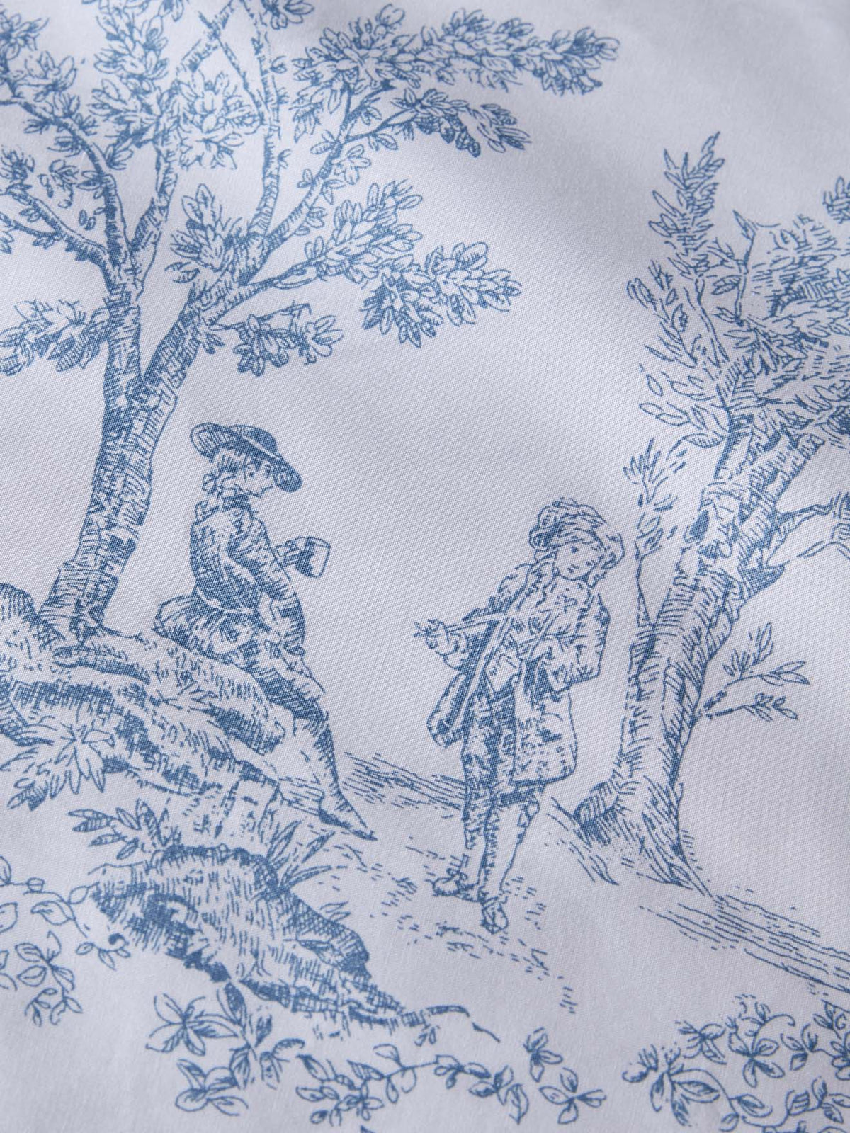 Toile de Jouy inspired cotton percale pillowcase