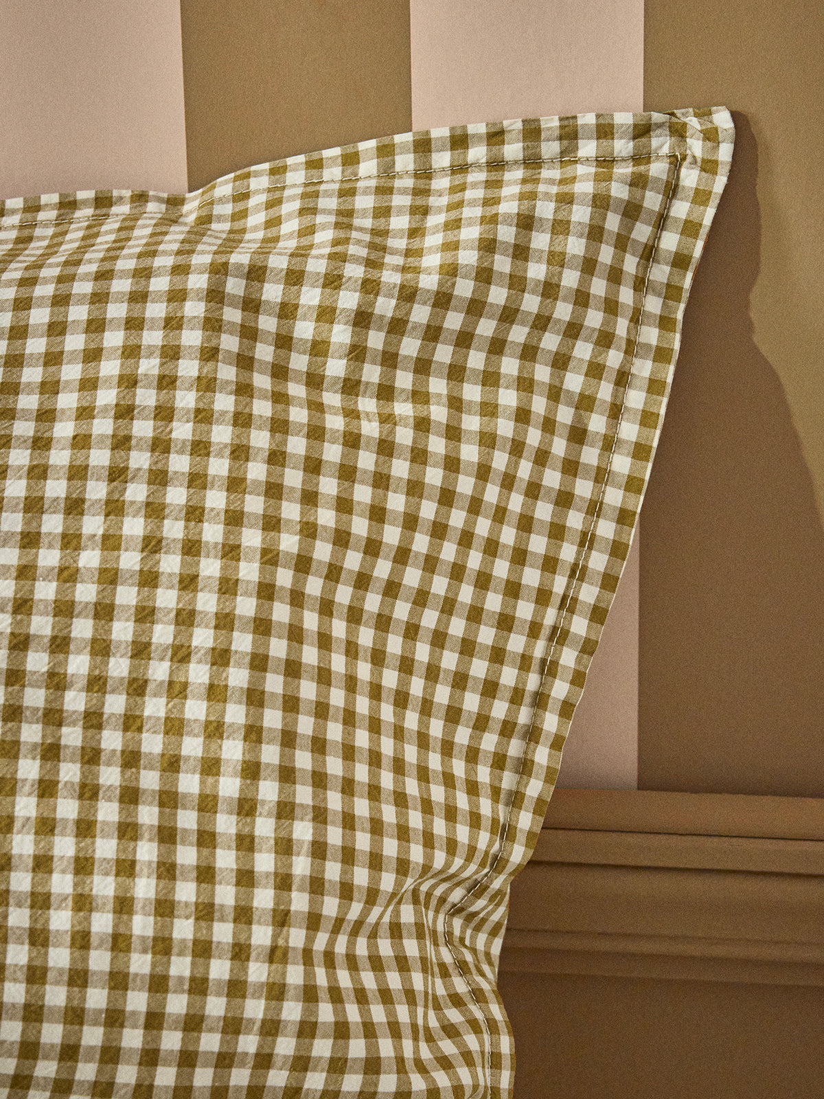 Gingham check cotton percale pillowcase