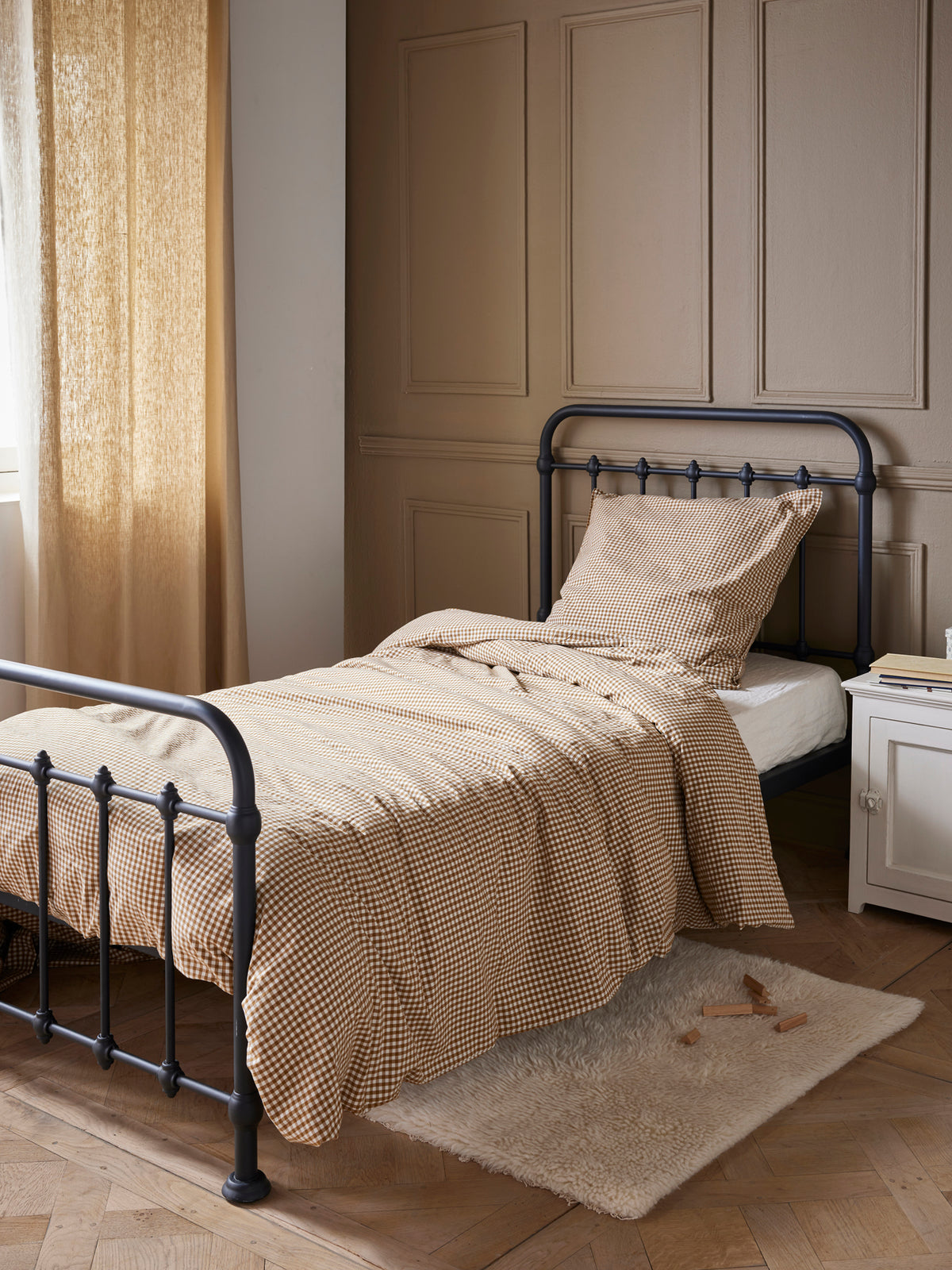 Gingham check cotton percale duvet cover
