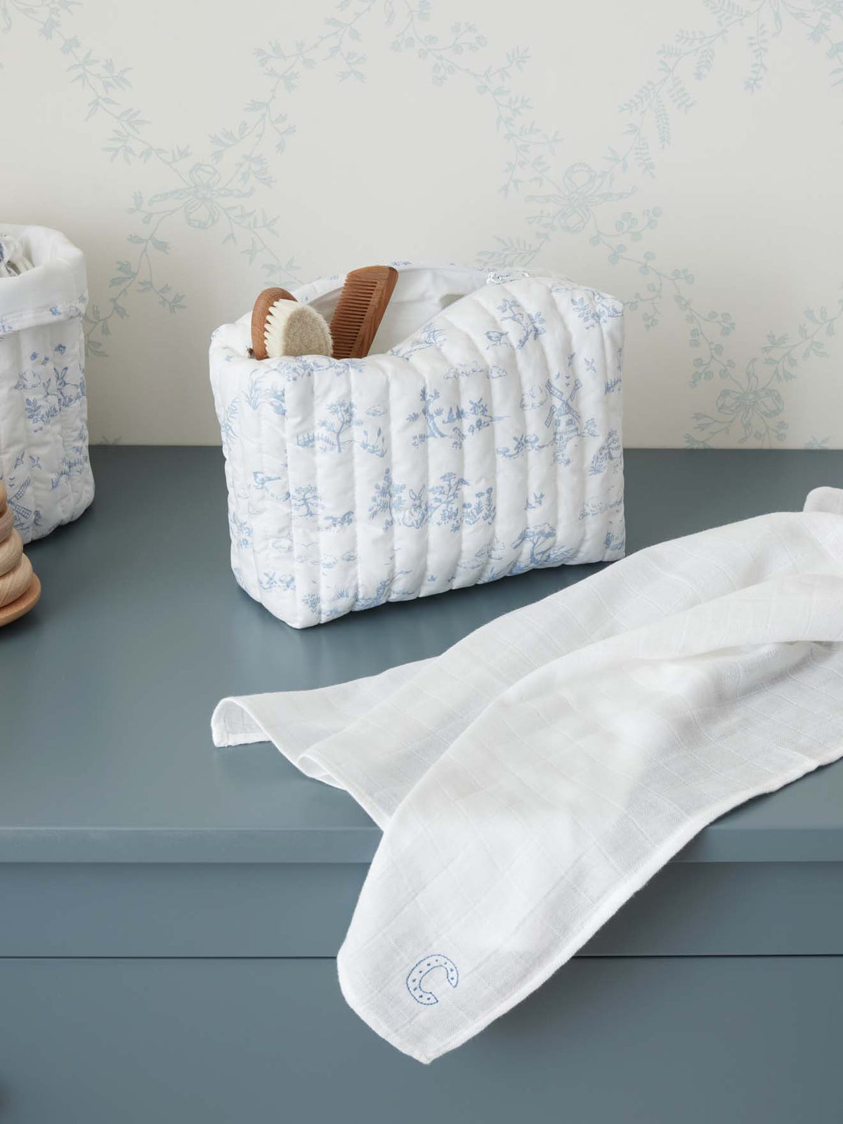 Trousse de toilette esprit toile de Jouy