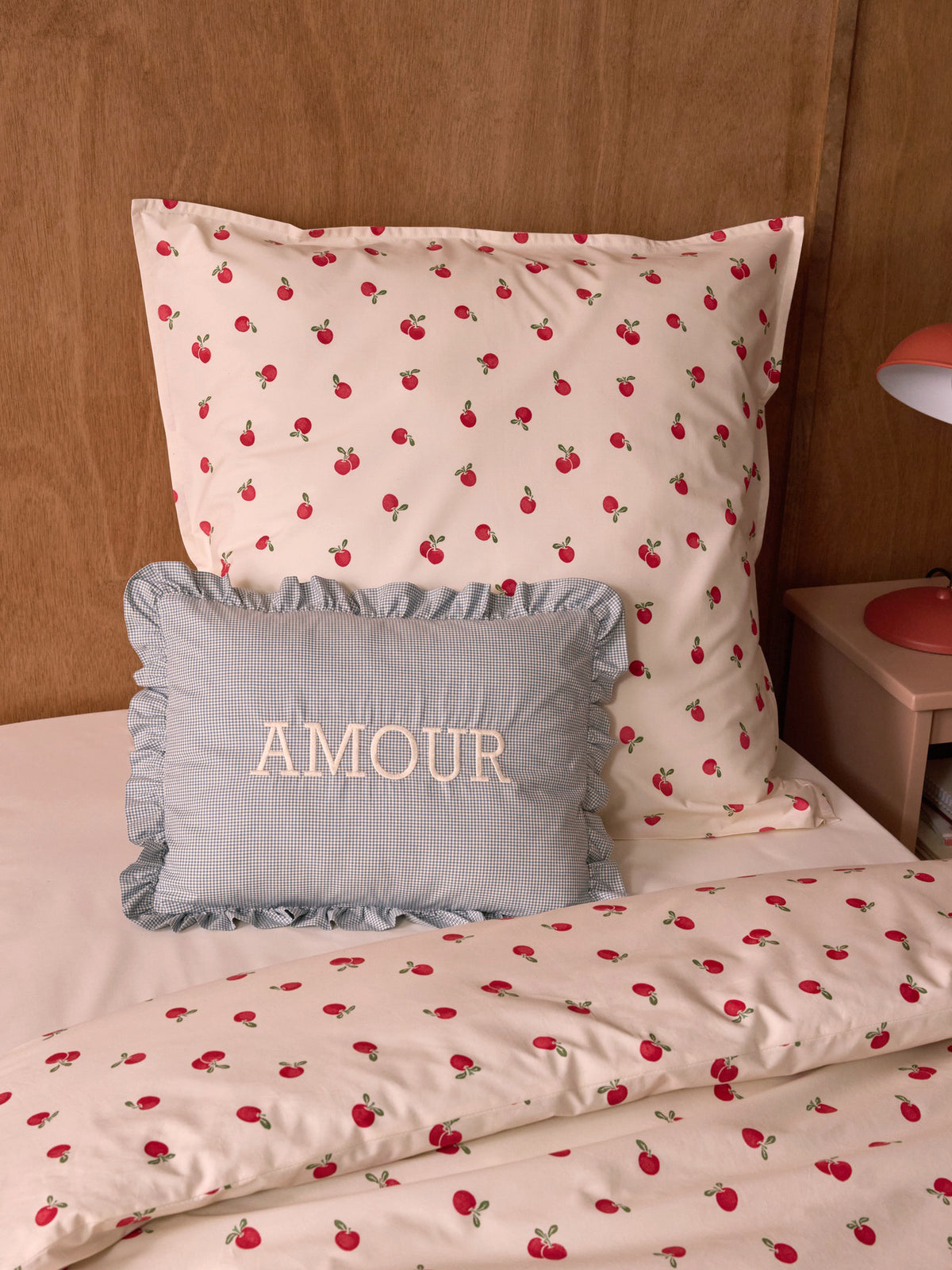 Coussin "Amour" imprimé vichy