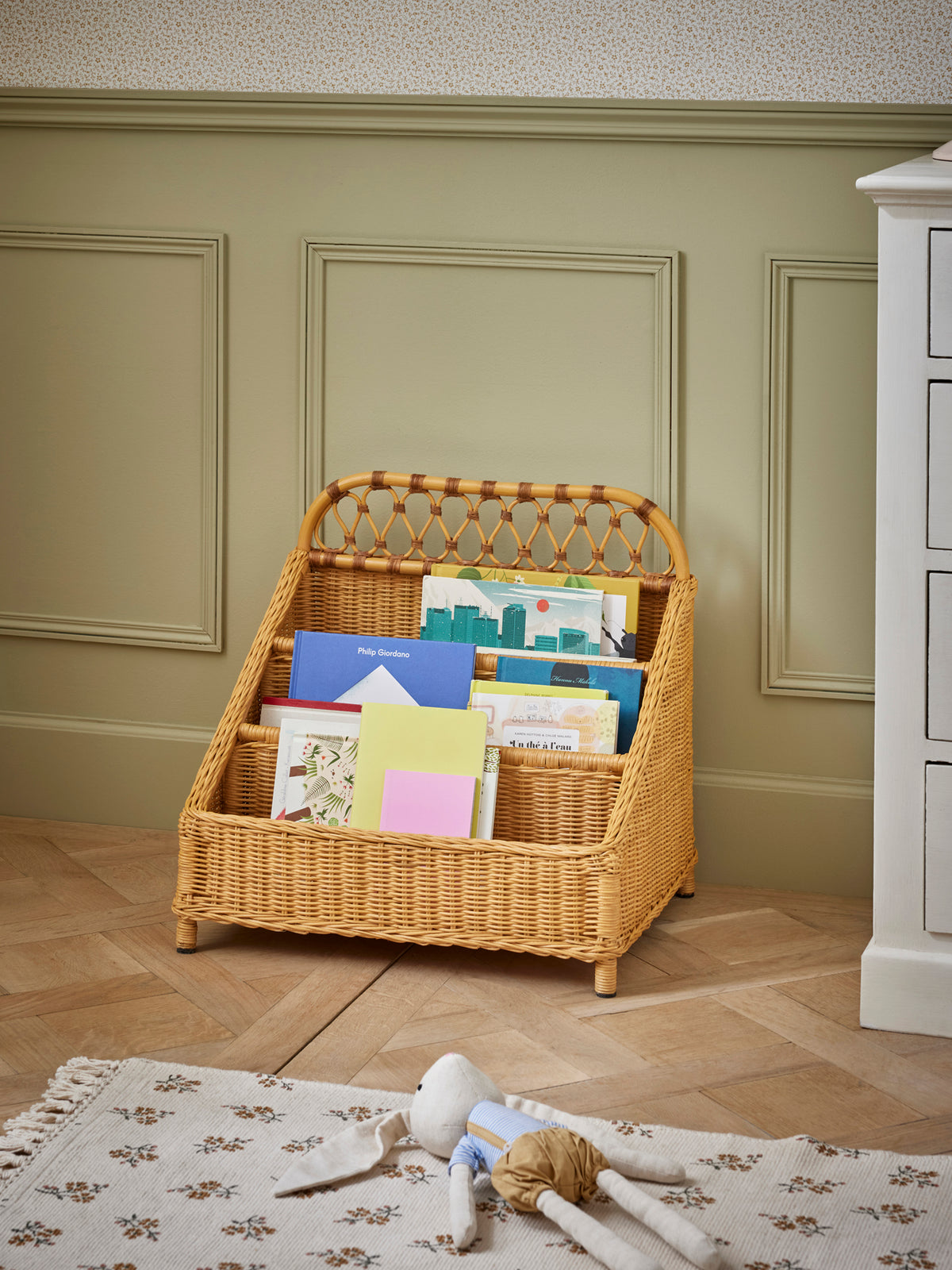 Book basket in rattan Marcel