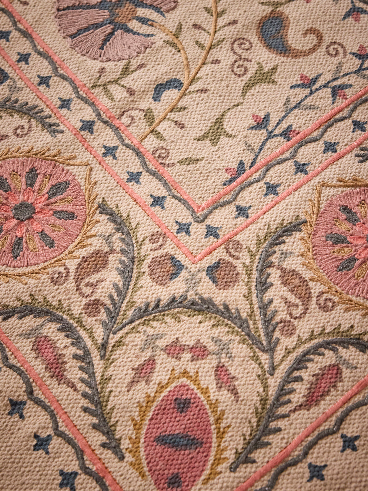 Tapis en coton brodé Flore - XS