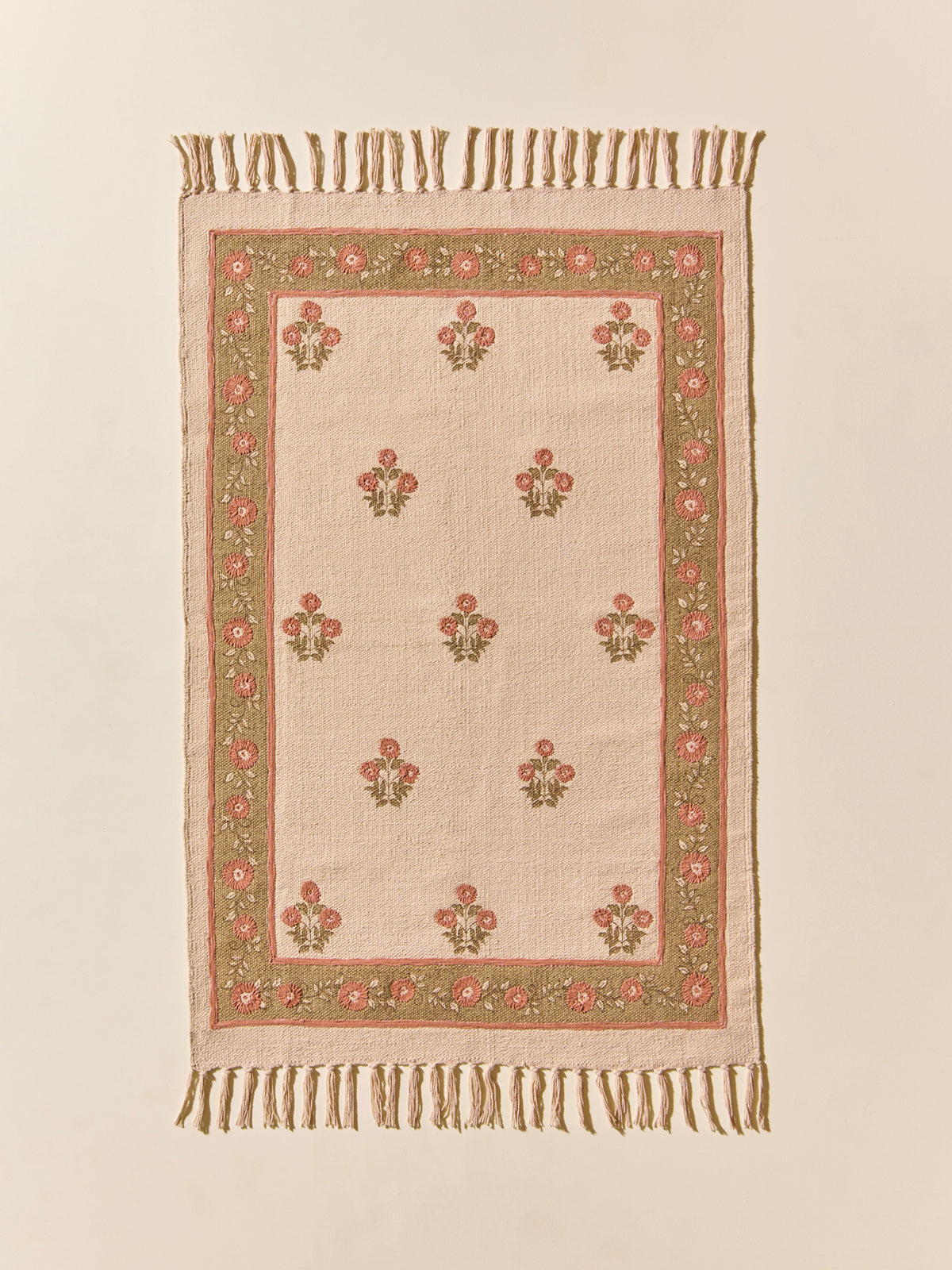 Agathe embroidered cotton rug - small