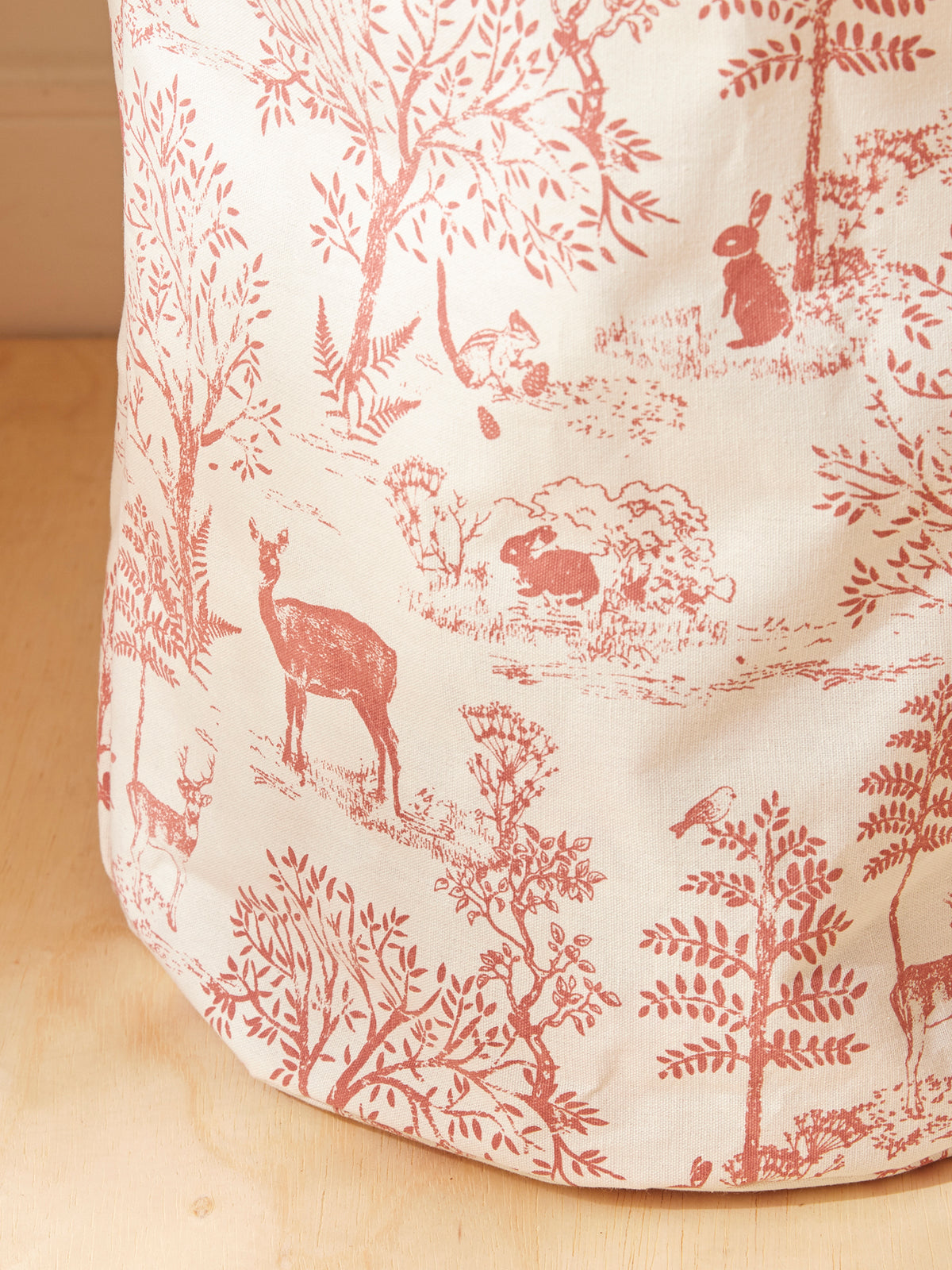 Round Toile de Jouy inspired storage basket