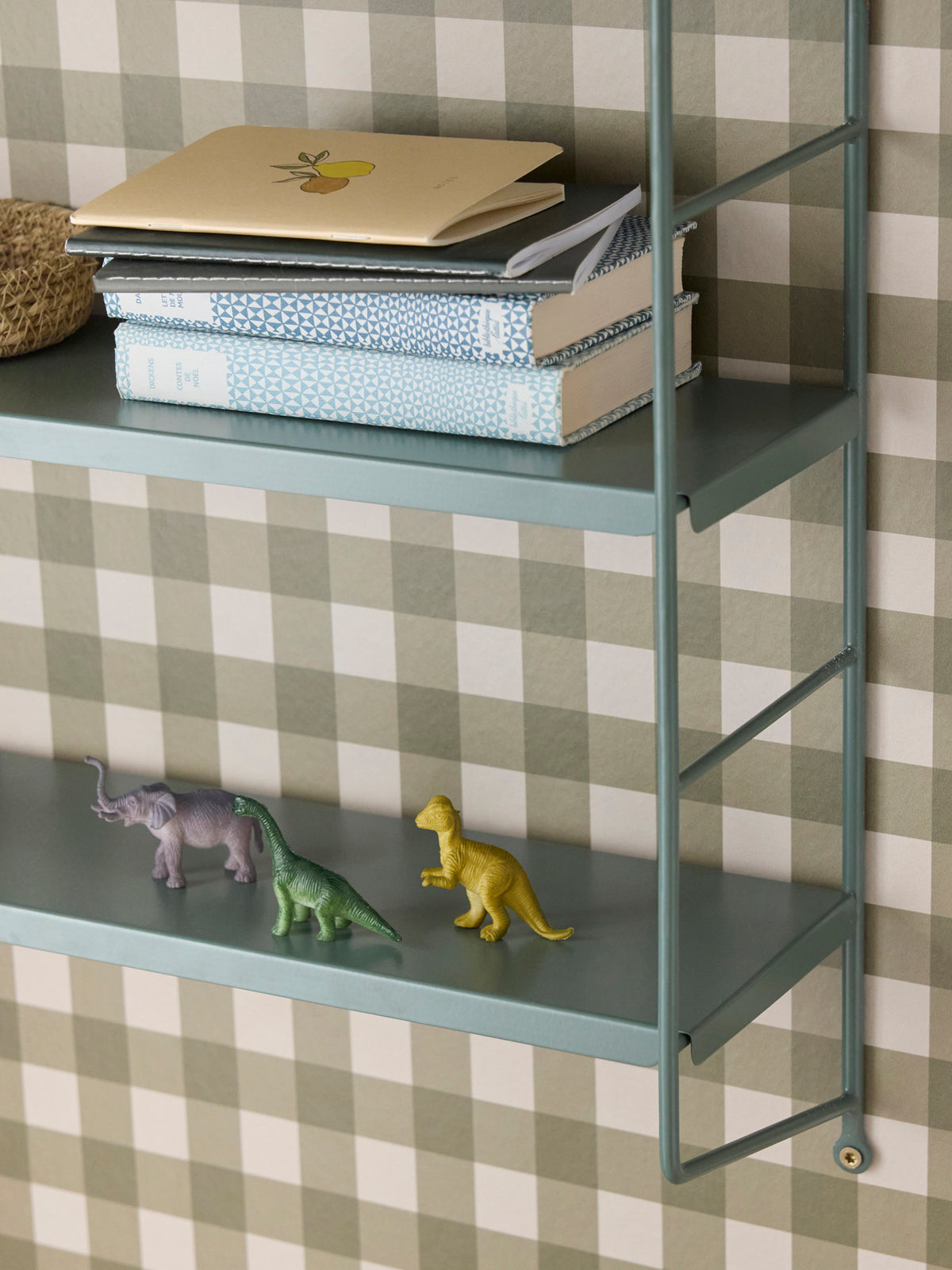 Painted metal wall shelf