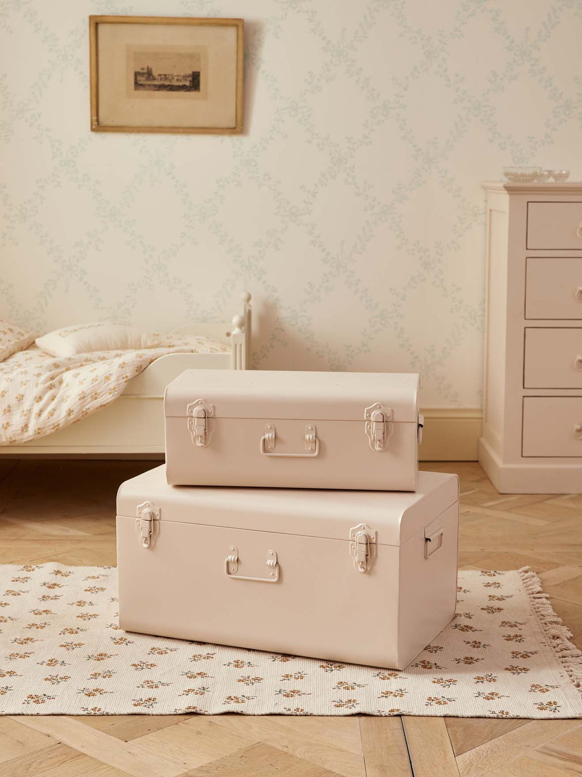 Metal storage trunk