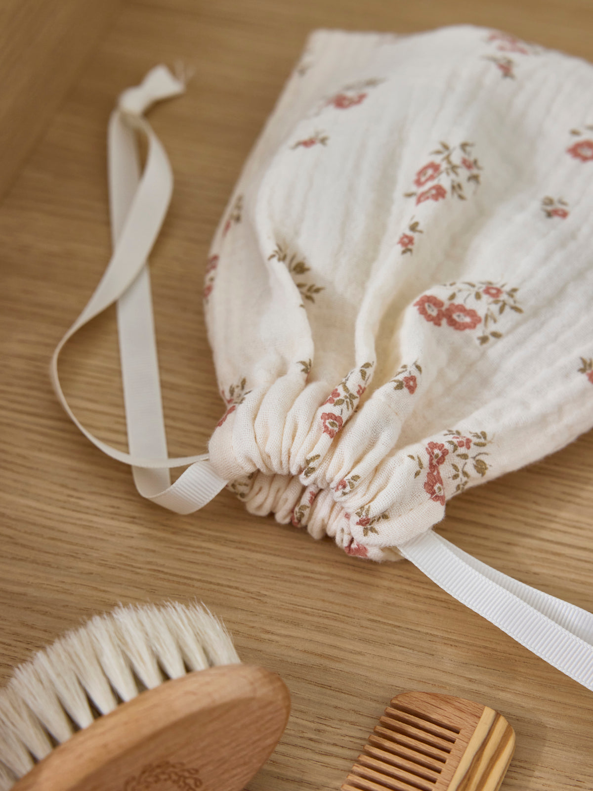 Baby's wooden brush and comb
