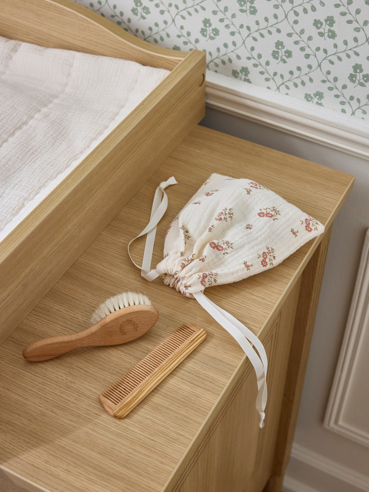 Baby's wooden brush and comb