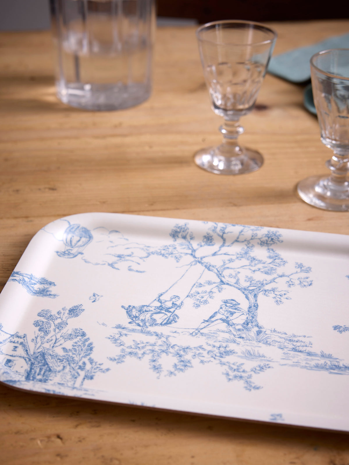 Wooden "Esprit Jouy" Plateau - Small size