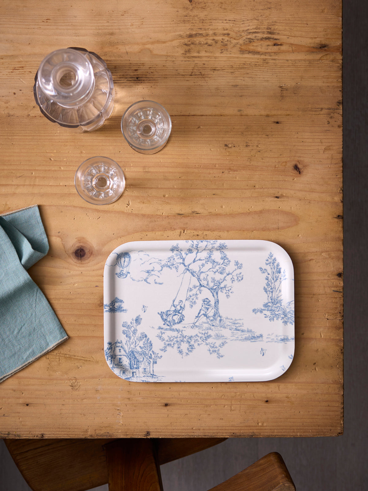 Wooden "Esprit Jouy" Plateau - Small size