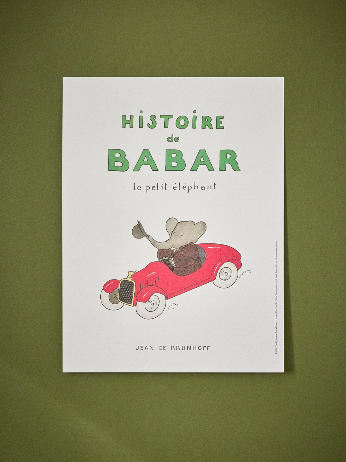 Affiche Babar Voiture - Oneart