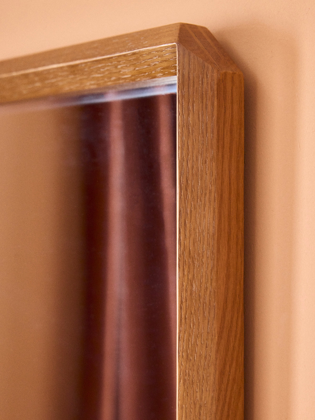 Bevelled oak mirror