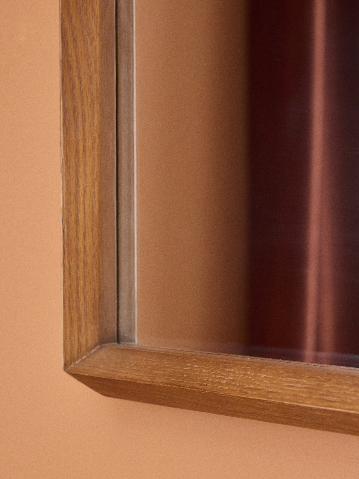 Bevelled oak mirror